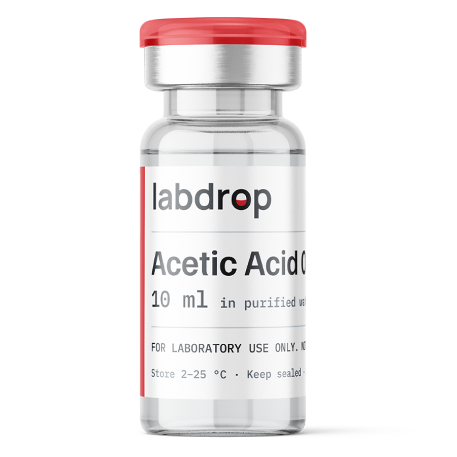 Labdrop acetic acid 0.6% 10 ml vial with red flip-off cap, for laboratory use only